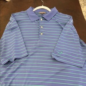 Peter Millar - Men's Polo Shirt - Blue and Green Striped